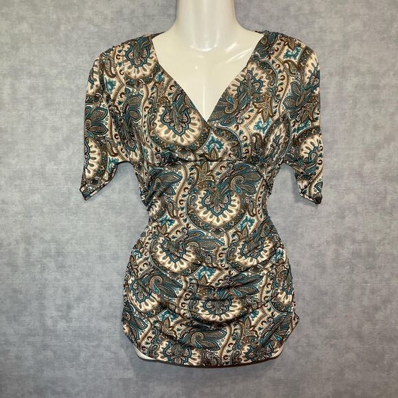 Y2K paisley print short sleeve top - Picture 1 of 8